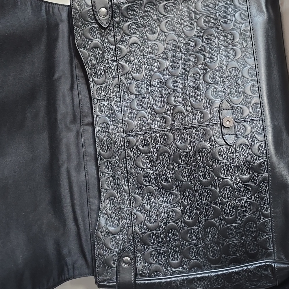 Coach Hudson Messenger Bag In Signature Black Leather - Picture 13 of 14